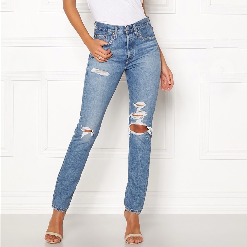 New Levi’s 501 skinny distressed jeans